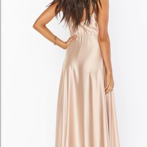 Champagne Lux Satin Faith Maxi Dress